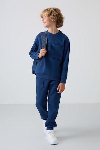 Tommy Life Parlament Pamuklu Kalın İçi Tüylü Yumuşak Dokulu Standart Fit Baskılı Erkek Çocuk Eşofman Takım - 1 Parlement Mavisi