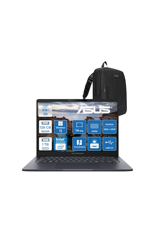 Asus ExpertBook B5 B5405CCA-U716512B1D-P33 Ultra 7 255H 128 GB 1 TB SSD 14" W11P Dizüstü Bilgisayar + Zetta Çanta