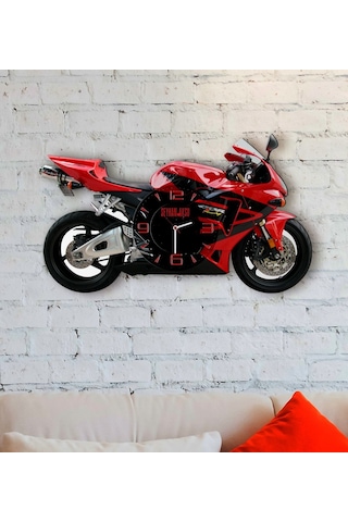 Kişiye Özel Motosiklet Tasarımlı Ahşap Duvar Saati-2
