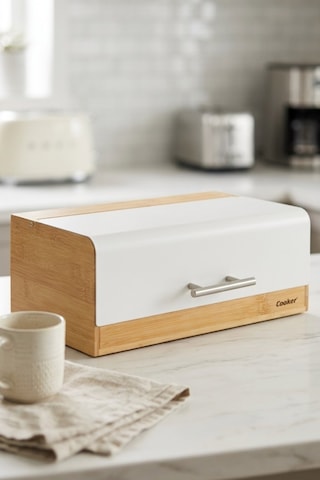 Cooker Viona Metal Kapaklı Bambu Ekmek Kutusu Ckr4540 Beyaz
