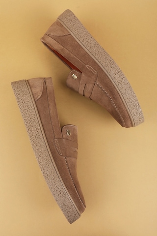 Gondol Erkek Hakiki Deri Casual Flötr Ayakkabı Moc-toe Cz.464 Kum