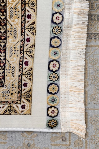 Eko Halı Sateen Afghan 03 Beige Premium Yıkanabilir Afgan Desenli Kaymaz Taban İnce Dokuma Halı Bej
