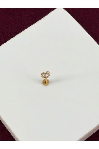 Minimal Çift Taşlı Gold Piercing Gold