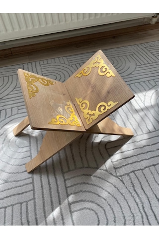 Orta Boy Rahle Gold Aynalı Pleksi Dekor Kuran-ı Kerim Okuma Rahlesi
