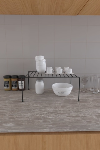 Eva Metal Tasarim Dolap Içi Düzenleyici Organizer Tezgah Banyo Tabak Bardak Düzenleme Siyah