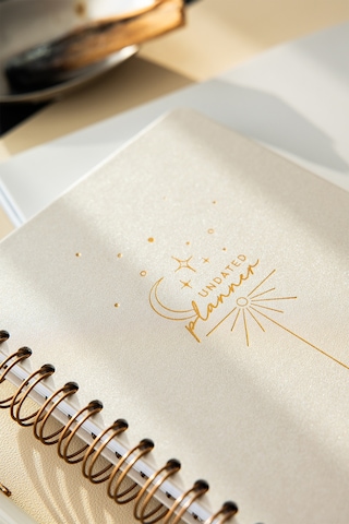 A5 Spiralli Süresiz Planlayıcı Ajanda - Bej Bej