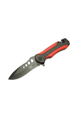 Kurtarma Çakısı Kırmızı 22 Cm Yarı Otomatik , Kemerlikli Çok Renkli