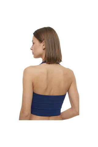 Cottonhıll Lacivert Viskon Halter Yaka Sırt Dekolteli Kadın Crop Atlet