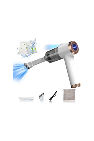 Springsun 120w 9000pa Güçlü Süpürge, Kablosuz Araç/ev İkili Kullanım, 90 Katlanabilir, Led Işık, Yıkama Eliptik Filtre, 4000mah Pil, Beyaz