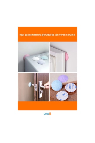 Beyaz Silikon Kapı Duvar Koruyucu Tampon 4'lü Paket Çok Renkli