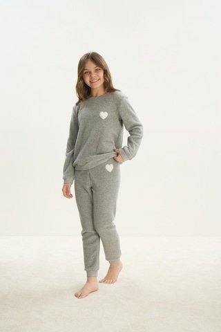 Kız Çocuk Uzun Kol Polar Gri Melanj Pijama Takım C0t5n7o8 001