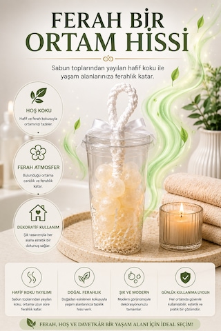 Krem Dekoratif Kokulu Sabun Bardak Aranjmanı Ortam Kokulandırıcı Şık Tasarım Banyo Ofis Salon Dekor Akdeniz