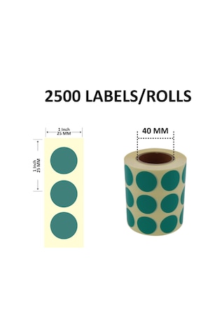 Renkli Kuşe Rulo Çap Etiketi 25mm X 25mm 2500 Adet Yan Yana 3 Lü