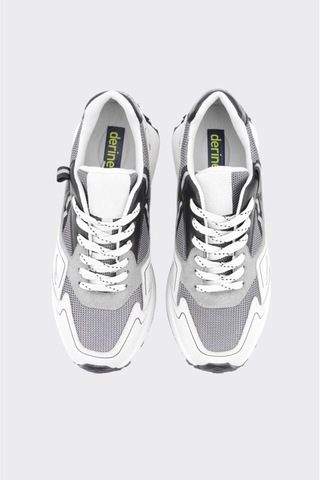 Derinet Yüksek Taban Kadın Sneaker Beyaz Gümüş Beyaz Gümüş