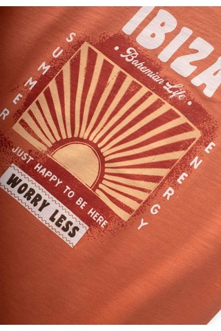 Cigit İbiza Baskılı T-shırt 8-12 Yaş Oranj Oranj