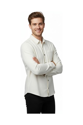 Erkek Spor Silim Fit Kanvas Tek Cepli Gömlek Bgl-st04955 Ekru