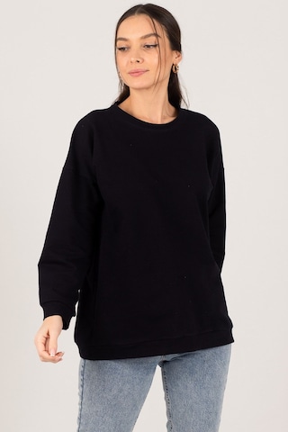 Armonika Kadın Lacivert Yuvarlak Yaka Oversize Sweatshirt Arm-22k024027