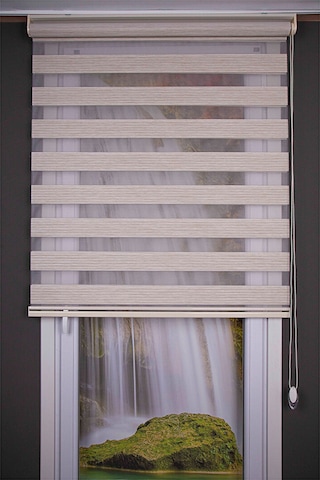 Oba Perde Bambu Pileli Zebra Perde Beyaz 160 x 190