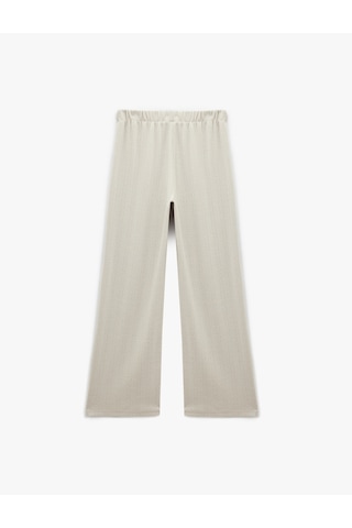 Koton Rahat Kalıp Standart Bel Dokulu Bol Paça Pijama Altı Gri 6wlk40017mk Gri