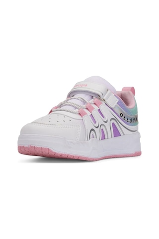 Günlük Unisex Çocuk Sneaker Rugan Lastik Bağcıklı Cırtlı Oval Burunlu Spor Ayakkabı 020 Beyaz - Pembe