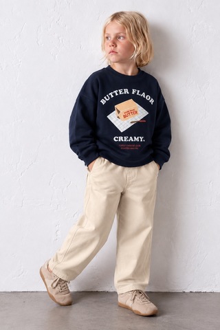 Laciel Paris La'cieel Paris 7287 Butter Sweatshirt & Damalı Balloon Jeans Lacivert