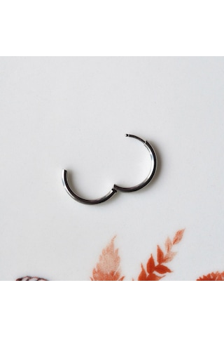 Erkek Cerrahi Çelik Küpe Silver Renk 18 Mm Halka Gri