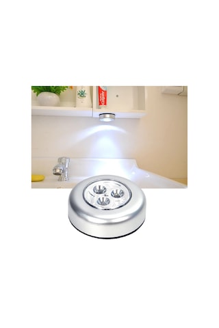 Kablosuz Spot Pilli Dokunmatik Led Lamba 3 Ledli Dolap Lambası Siyah