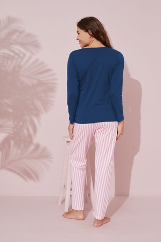 Siyah İnci Pamuklu Örme Pijama Takım 24241116 İndigo