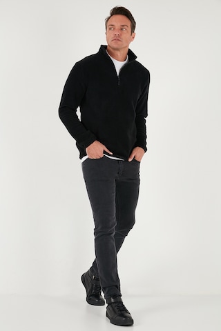 Buratti Slim Fit Yarım Fermuarlı Dik Yaka Erkek Polar 5906003 Siyah