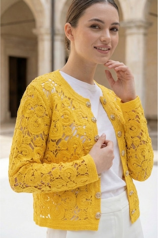 Sayzen Your Shine Gold Düğmeli Nakış Işlemeli Ceket Sy-shn2609 Sarı