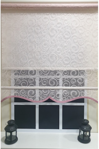 Çift Mekanizmalı Pembe Tül Perde Ve Ekru Stor Perde Stb2015-v12