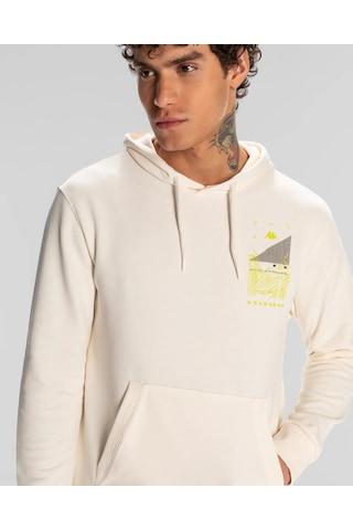 Kappa Authentic Spacetime Hoodie Erkek Sweatshirt-beyaz Beyaz