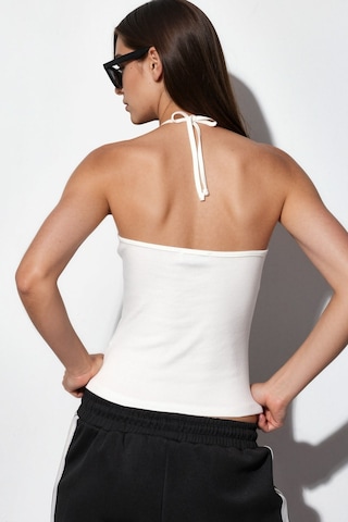 Hiccup Busem Slim Fit Halter Yaka Jarse Bluz Beyaz