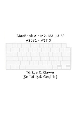 MacbBok Air Uyumlu M2 M3 13.6" A2681 A3113 Set Kılıf Kapak Klavye Ekran