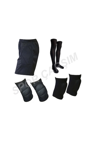 Ünal Spor Kaleci Şortu,Dizlik,Dirseklik,Lüks Çorap Set Siyah