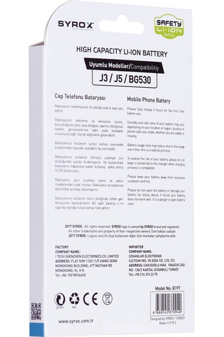 Syrox Samsung Uyumlu J3 / J5 / Bg530 Batarya B197