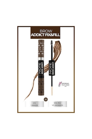 Note Cosmetics Brow Addict Fix&Fill Kaş Farı ve Maskarası 2'si 1 Arada - 02 Light Brown