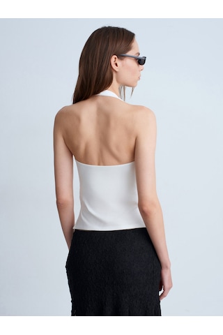 Dilvin 32726 Halter Yaka Top-ekru