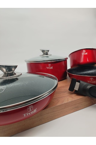Tivoli Metallic Line Red Collection 9 Parça Tencere Takımı