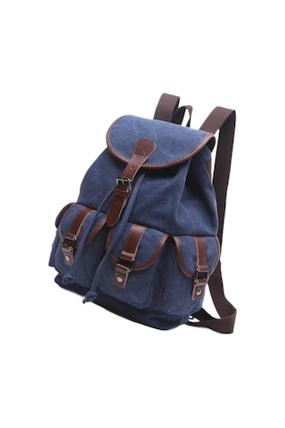 Suntek Kanvas Sırt Çantası Okul Yürüyüş Satchel Çanta Koyu Mavi