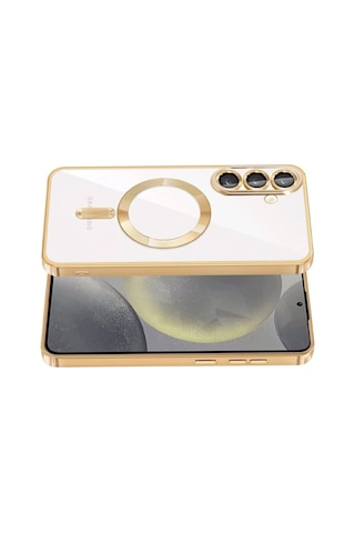 Samsung Galaxy Uyumlu A37 5g Kılıf M-safe Özellikli Kamera Lensli Korumalı Şeffaf Silikon Kapak Gold