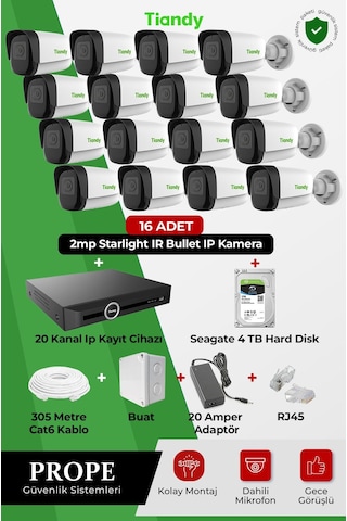 Tiandy 16 Kameralı Bullet Full Sistem Paketi