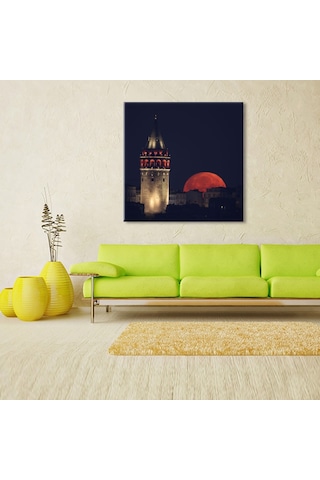 Galata Kulesi Kızıl Kanvas Tablo 90x90cm