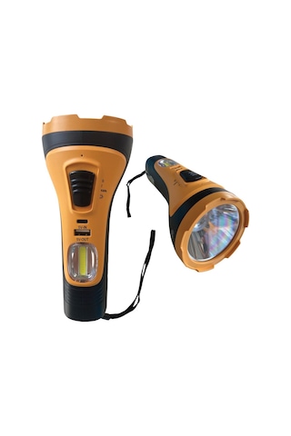 Gold Silver Gs-4275 Şarj Edilebilir El Feneri 7 Watt, Cob Aydınlatmalı Portatif El Feneri Siyah