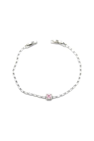 Pembe Taşlı Bileklik - Gümüş Çok Renkli