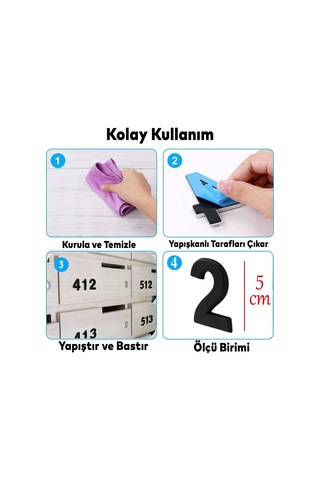 Lexroo Yapışkanlı Kapı Numarası Küçük Boy 50 Mm 5 Cm Numara 2 Rakam İki Sayısı Siyah Renk Numaralar Standart