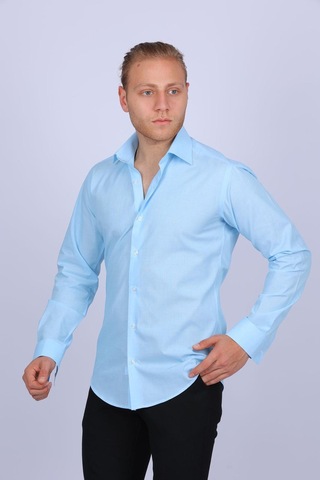 Evente Slim Fit Mavi Filafil Erkek Gömlek Slm-5088-eve