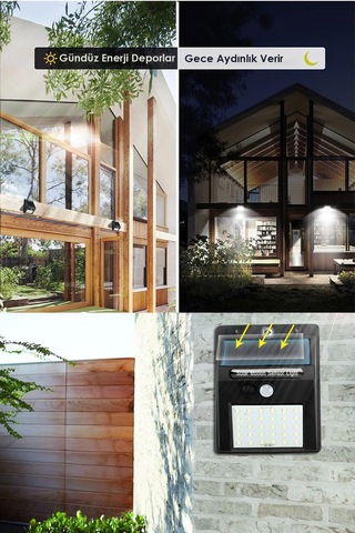 Technojet 1adet 30 Ledli Solar Hareket Sensörlü Bahçe Aydınlatma