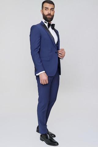 Efor Black 034 Slim Fit Yelekli Çıkarılabilir Saten Yaka Parlement Damatlık Smokin Takım Parlement