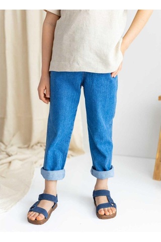 Oliven The Kid Oliventhekid Koyu Mavi Beli Lastikli Cepli Rahat Kesim Unisex Kot Pantolon Koyu Mavi Koyu Mavi